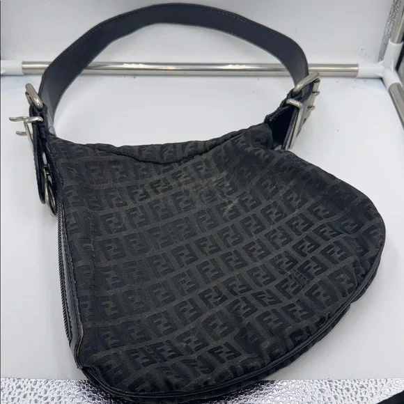 Fendi Oyster Black and Silver hardware small Shoulder Bag - Picture 1 of 16